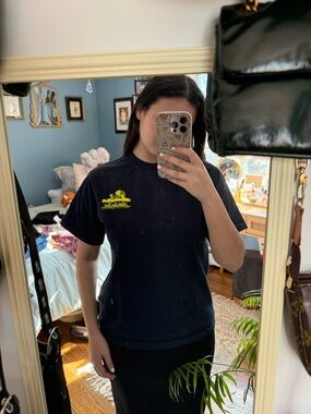 Aime Leon Dore Navy Tee with Yellow Tag Accent